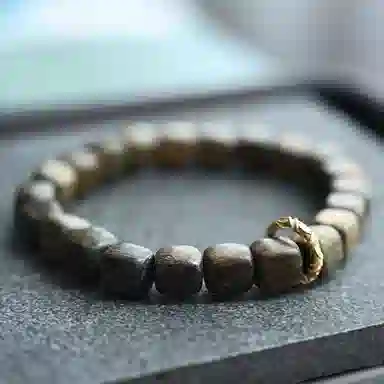 天纵 国风文玩复古佛珠 绿檀方块跑环 木作手串 男女同款情侣款 绿檀