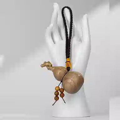 天纵 龙头葫芦福禄实木木雕 本命年转运招财纳福把玩 金丝楠 木作摆件 男女同款情侣款 楠木