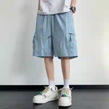 佑麟 冰丝速多巴胺穿搭户外工装裤子多口袋美式宽松五分中裤休闲短裤 男女同款