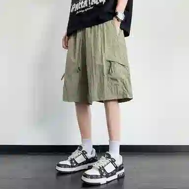 佑麟 冰丝速多巴胺穿搭户外工装裤子多口袋美式宽松五分中裤休闲短裤 男女同款