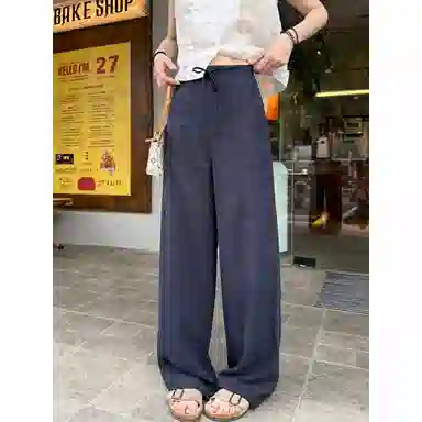 佑麟 抗皱天丝亚麻裤子轻薄透气垂感山本裤小个子直筒阔腿裤休闲裤 男女同款
