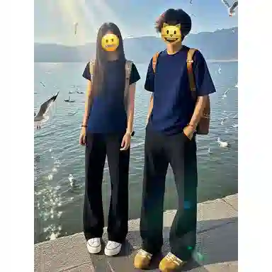 佑麟 美式微喇薄款高街高腰直筒舒适百搭牛仔裤 男女同款