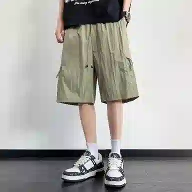 佑麟 冰丝速多巴胺穿搭户外工装裤子多口袋美式宽松五分中裤休闲短裤 男女同款