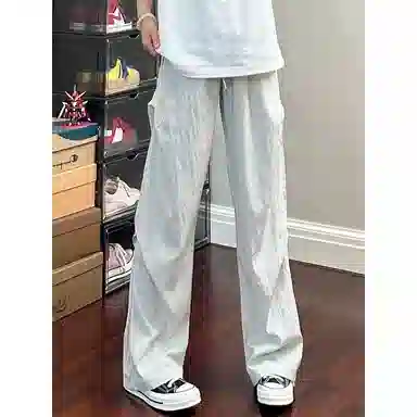 佑麟 美式褶皱伞兵裤薄款冰丝速干裤透气空调宽松直筒裤休闲裤 男女同款