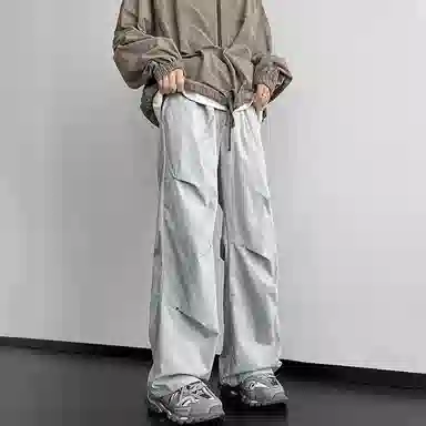 佑麟 薄款美式机能设计感伞兵高街宽松阔腿裤休闲裤 男女同款