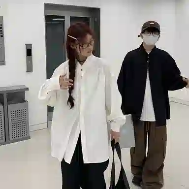 佑麟 新中式立领男高级感痞帅防晒衬衣宽松慵懒垂感中国风外套长袖衬衫 男女同款