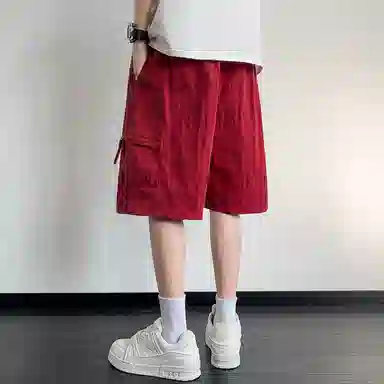 佑麟 冰丝速多巴胺穿搭户外工装裤子多口袋美式宽松五分中裤休闲短裤 男女同款