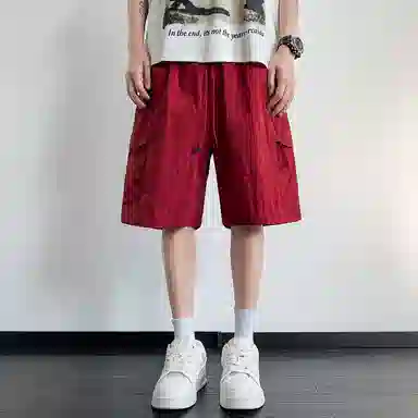 佑麟 冰丝速多巴胺穿搭户外工装裤子多口袋美式宽松五分中裤休闲短裤 男女同款