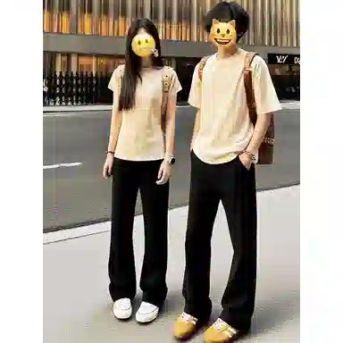 佑麟 美式微喇薄款高街高腰直筒舒适百搭牛仔裤 男女同款