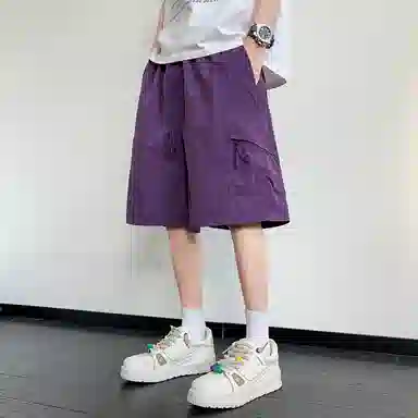 佑麟 冰丝速多巴胺穿搭户外工装裤子多口袋美式宽松五分中裤休闲短裤 男女同款
