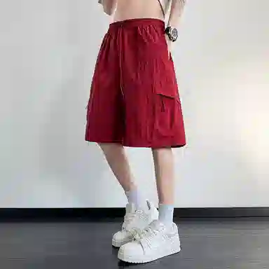 佑麟 冰丝速多巴胺穿搭户外工装裤子多口袋美式宽松五分中裤休闲短裤 男女同款