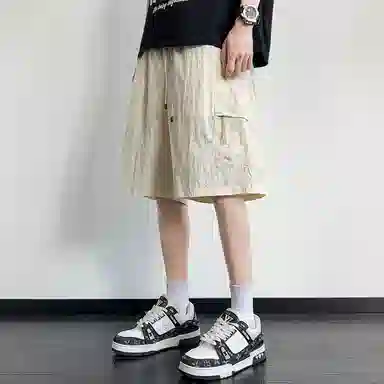 佑麟 冰丝速多巴胺穿搭户外工装裤子多口袋美式宽松五分中裤休闲短裤 男女同款