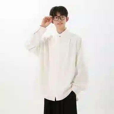 佑麟 新中式立领男高级感痞帅防晒衬衣宽松慵懒垂感中国风外套长袖衬衫 男女同款