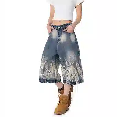 WLNEXT Vintage Washed Denim Shorts