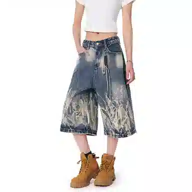 WLNEXT Vintage Washed Denim Shorts
