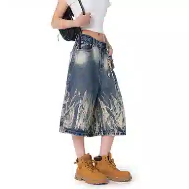 WLNEXT Vintage Washed Denim Shorts