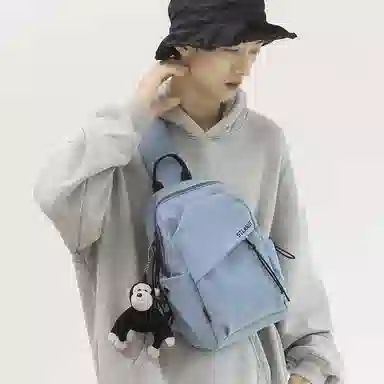 潮牌小众休闲百搭帆布斜挎包 尼龙 帆布包胸包 常规 男款 白色/黑色/蓝色/绿色