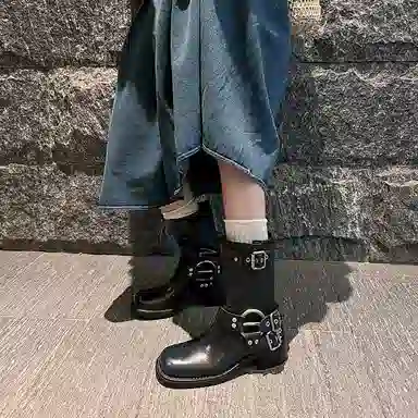 复古西部英伦风粗跟时尚通勤百搭短靴 短靴 女款