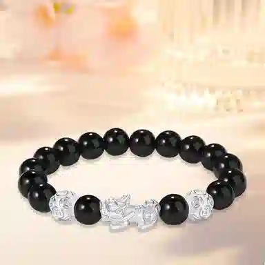【S999银-招财纳福吞金兽】 百慕眸 国潮新中式 八方来财 貔貅 转运珠 钱币 复古百搭通勤手饰手链#好运 玛瑙 手串 礼盒款 男女同款情侣款