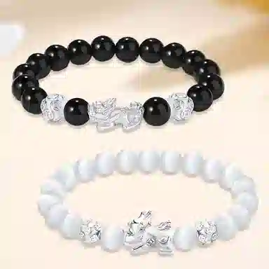 【S999银-招财纳福吞金兽】 百慕眸 国潮新中式 八方来财 貔貅 转运珠 钱币 复古百搭通勤手饰手链#好运 玛瑙 手串 礼盒款 男女同款情侣款