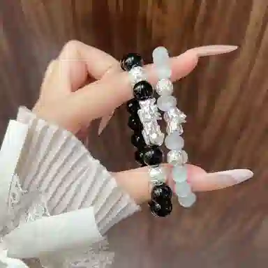 【S999银-招财纳福吞金兽】 百慕眸 国潮新中式 八方来财 貔貅 转运珠 钱币 复古百搭通勤手饰手链#好运 玛瑙 手串 礼盒款 男女同款情侣款