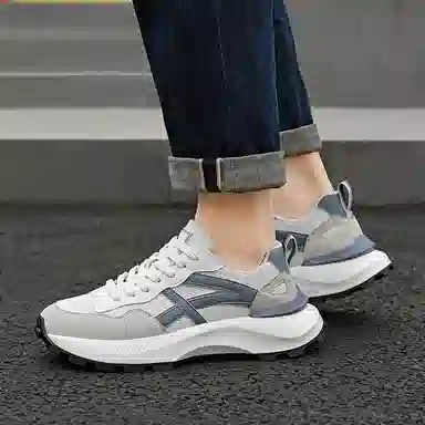 红蜻蜓 织物 网面透气防滑厚底阿甘鞋 复古国潮百搭休闲 增高平衡耐磨轻便 低帮 休闲鞋 男款