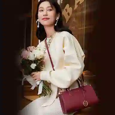 红蜻蜓 气质高雅高级时尚 牛剖层皮革 戴妃包手提包 中号 女款 多色