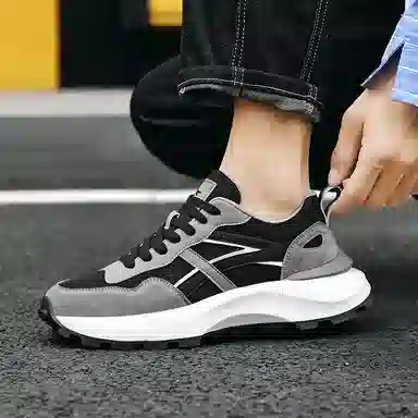 红蜻蜓 织物 网面透气防滑厚底阿甘鞋 复古国潮百搭休闲 增高平衡耐磨轻便 低帮 休闲鞋 男款