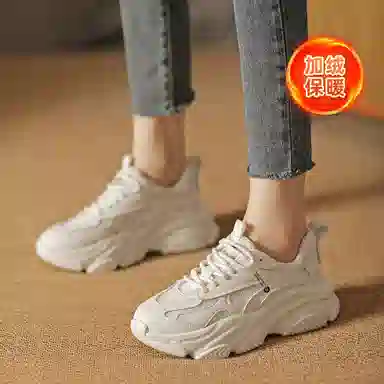 红蜻蜓 合成革 时髦百搭 潮酷拼接 可咸可甜 保暖 低帮 老爹鞋 女款