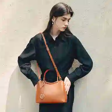 红蜻蜓 气质百搭 牛皮革拼合成革 手提包 中号 女款 多色