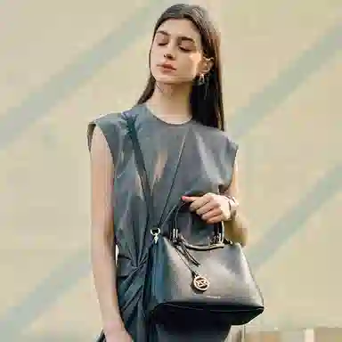 红蜻蜓 气质百搭 牛皮革拼合成革 手提包 中号 女款 多色