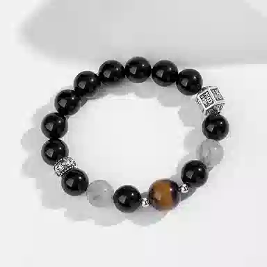 【999足银】 朝升 福运满满 国潮新中式简约大气日常通勤百搭小众大牌 节日生日送礼礼盒款#好运 黑曜石 手串 男女同款情侣款