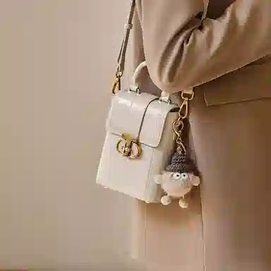 纳兰杜 夏天女士洋气迷你小众包包轻便散步休闲小巧百搭包包礼盒装 牛皮拼合成革 手机包斜挎包单肩包 中号 女款 米白色