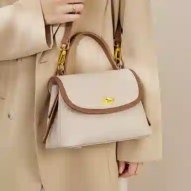 纳兰杜 时尚百搭气质高级感通勤妈妈款实用优雅 牛皮 小方包手提包 中号 女款 阿拉斯加白