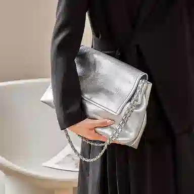 纳兰杜 包包少女女生时尚链条包纯色优斜挎包 牛皮 单肩包 大号 女款