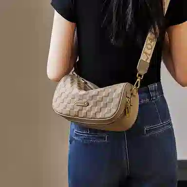 纳兰杜 高级感通勤百搭枕头包时尚潮流休闲简约 头层牛皮拼合成革 单肩斜挎包 中号 女款 大象灰