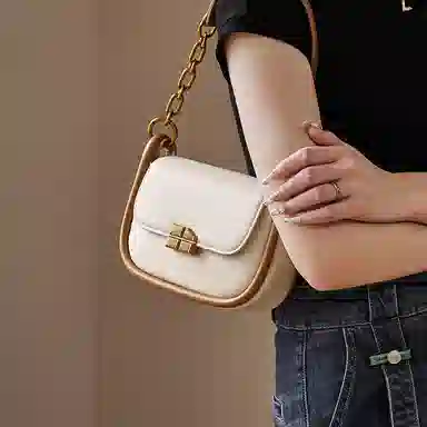 纳兰杜 包包潮流百搭时尚女生通勤高颜值精致女包 合成革 马鞍包小方包单肩斜挎包 女款 太妃糖棕/米白拼棕