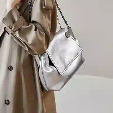 纳兰杜 包包少女女生时尚链条包纯色优斜挎包 牛皮 单肩包 大号 女款