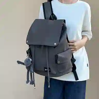 纳兰杜 大容量运动轻便高颜值潮流高学生初中生百搭 织物/涤纶 双肩包书包背包旅行电脑包 大号 男女同款情侣款 黑色/灰色