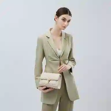 纳兰杜 菱格链条小香风潮流百搭 牛皮拼合成革 斜挎包 小号 女款 黑色/米白色