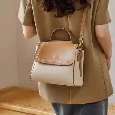 纳兰杜 大容量通勤妈妈款实用百搭女包精致简约气质品牌包包 牛皮拼合成革 手提包单肩斜挎包手拎包 常规 女款 多色