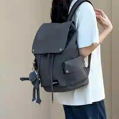 纳兰杜 大容量运动轻便高颜值潮流高学生初中生百搭 织物/涤纶 双肩包书包背包旅行电脑包 大号 男女同款情侣款 黑色/灰色