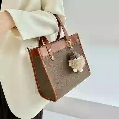 纳兰杜 小众时尚女包复古潮流气质百搭款品牌包包高级质感秋冬气质优雅手提包托特包斜挎包单肩包 牛皮 中号 女款 大象灰配棕