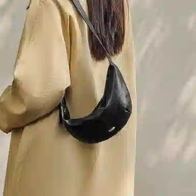 纳兰杜 时尚高级感百搭休闲简约小众潮流设计 牛皮拼合成革 饺子包单肩包 女款 植鞣烟灰棕/植鞣黑色