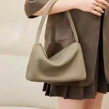 纳兰杜 高级感时尚女气质潮流女生百搭 头层牛皮 单肩包 中号 女款 大象灰