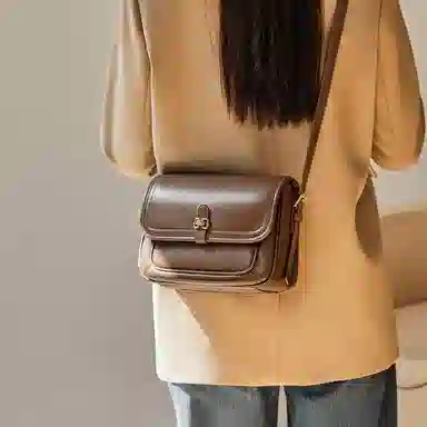 纳兰杜 复古休闲简约日常通勤时尚百搭 合成革 单肩斜挎包 常规 女款 咖色