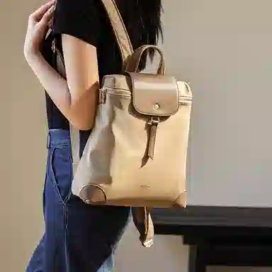 纳兰杜 通勤实用运动户外徒步登山大学生 织物 双肩包书包背包旅行包 常规 男女同款情侣款 子夜黑/卡其色