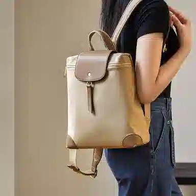 纳兰杜 通勤实用运动户外徒步登山大学生 织物 双肩包书包背包旅行包 常规 男女同款情侣款 子夜黑/卡其色