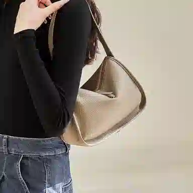 纳兰杜 包包女时尚百搭通勤高级感品牌女包 头层牛皮 枕头包斜挎包单肩包腋下包 中号 女款 大象灰