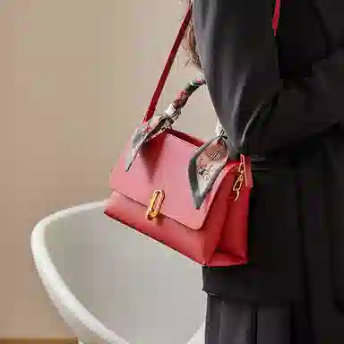 纳兰杜 妈妈款大容量丝巾高级感小众时尚潮流品牌高颜值 牛皮 斜挎包手提包单肩包 中号 女款 米白色拼咖色/咖色